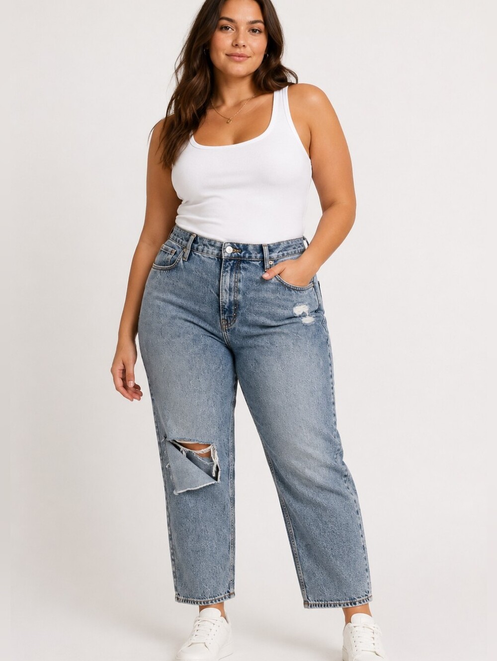 Good American Heritage Jeans Size 12 Blue Straight Leg Distressed Nwt